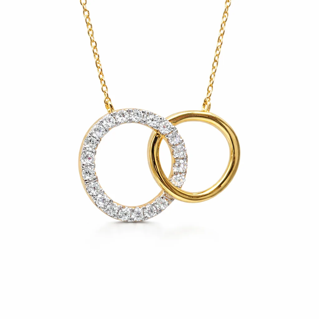9ct Yellow Gold Interlocking Circle Pendant with 0.51ct Lab Grown Diamond - AUNE1892