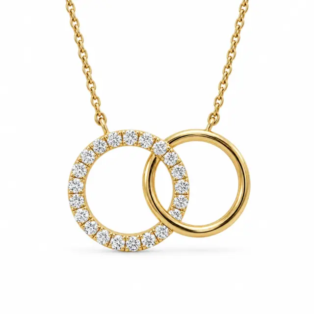 9ct Yellow Gold Interlocking Circle Pendant with 0.51ct Lab Grown Diamond - AUNE1892