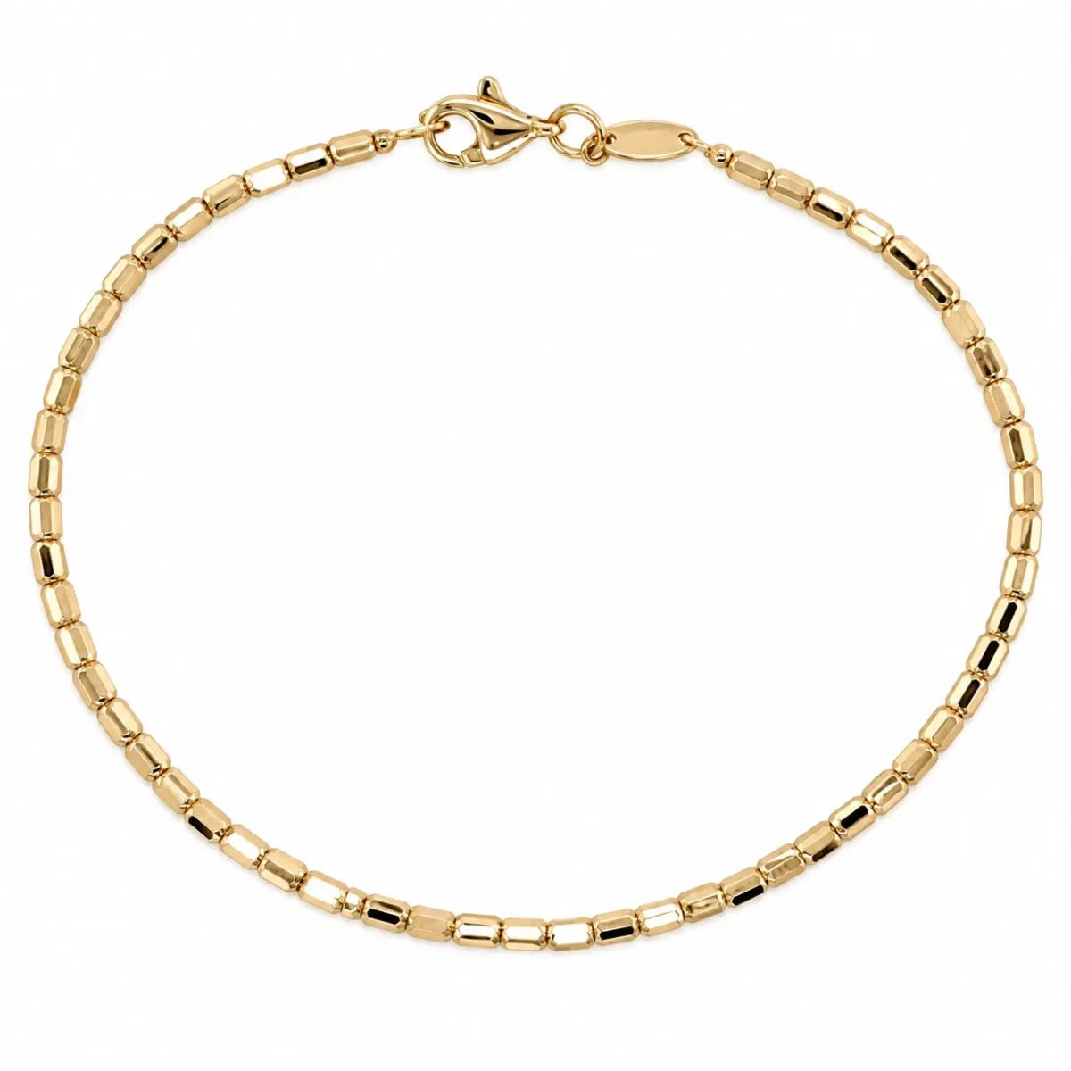 9ct Yellow Gold Italian Made Diamond Cut Octagonal Box Link Bracelet 1.90mm x 19cm - VX3DCBCB4141