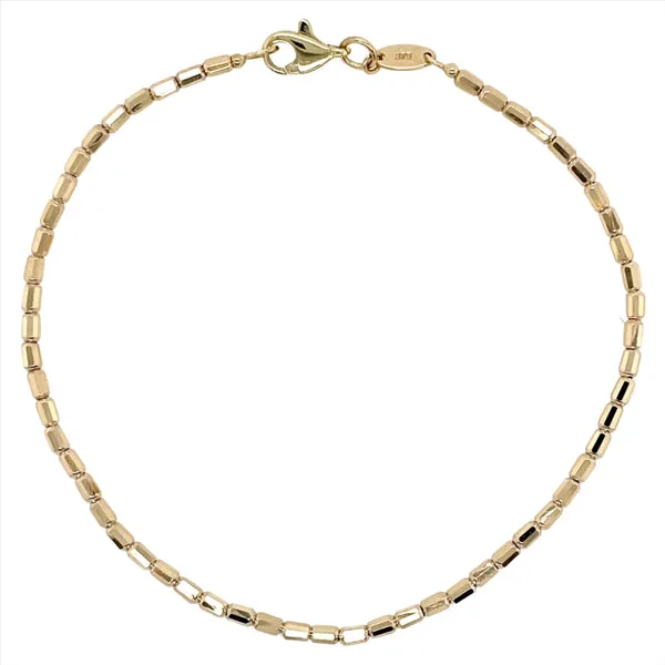 9ct Yellow Gold Italian Made Diamond Cut Octagonal Box Link Bracelet 1.90mm x 19cm - VX3DCBCB4141
