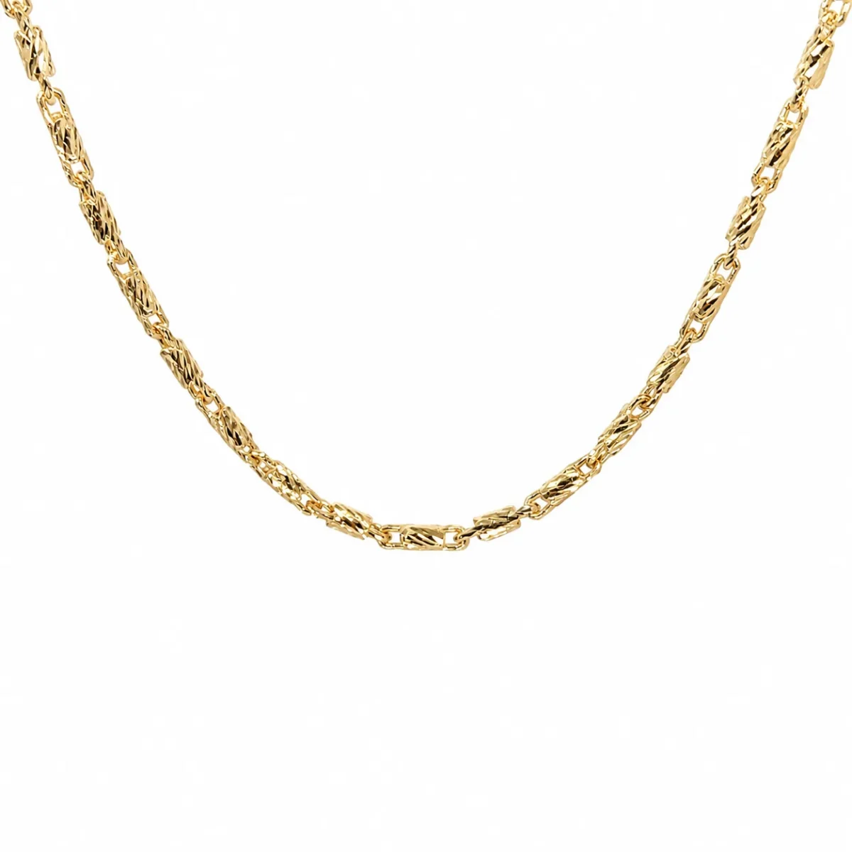 9ct Yellow Gold Italian Made Diamond Cut Round Snail Link Necklace 45cm – 1.45mm - BNL81D-45
