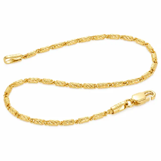 9ct Yellow Gold Italian Made Diamond Cut Snail Round Link Bracelet 1.45mm x 19cm - BNL81D-19