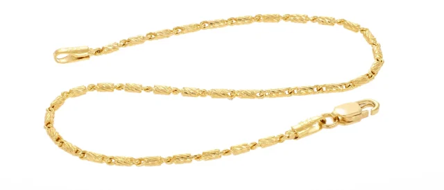 9ct Yellow Gold Italian Made Diamond Cut Snail Round Link Bracelet 1.45mm x 19cm - BNL81D-19