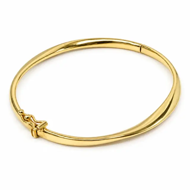 9ct Yellow Gold Italian Made Hollow Hinged Twist Bangle – Graduated Design - AT55Y