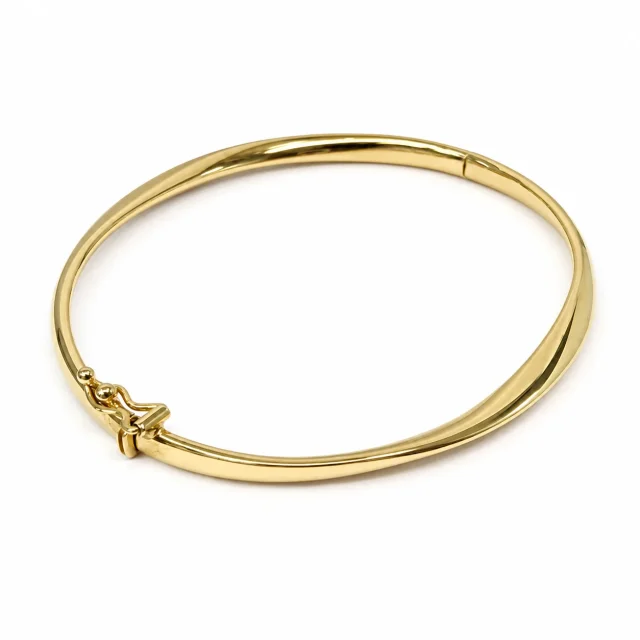 9ct Yellow Gold Italian Made Hollow Hinged Twist Bangle – Graduated Design - AT55Y