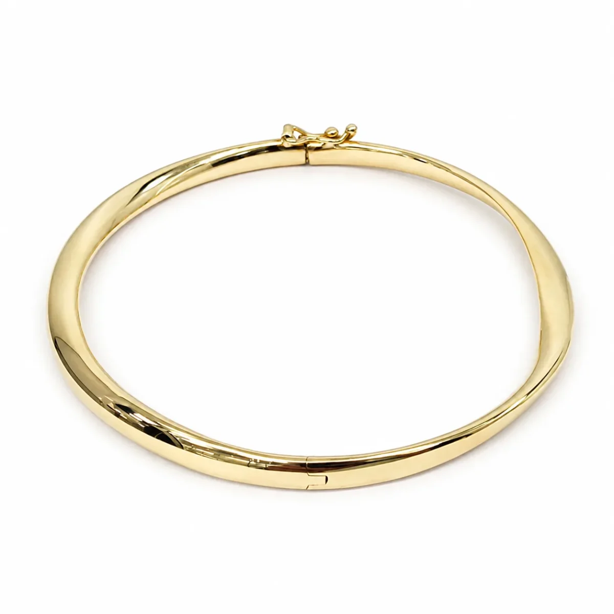 9ct Yellow Gold Italian Made Hollow Hinged Twist Bangle – Graduated Design - AT55Y