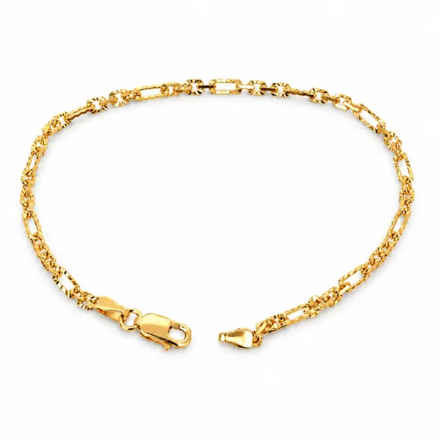 9ct Yellow Gold Italian Made Super Star Link Bracelet 2.50mm – Solid Gold Links – 19cm - BNRA8-4-19