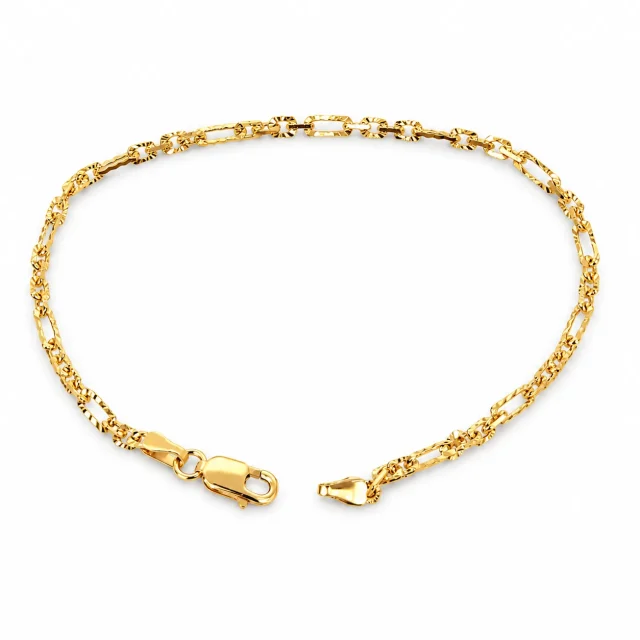 9ct Yellow Gold Italian Made Super Star Link Bracelet 2.50mm – Solid Gold Links – 19cm - BNRA8-4-19