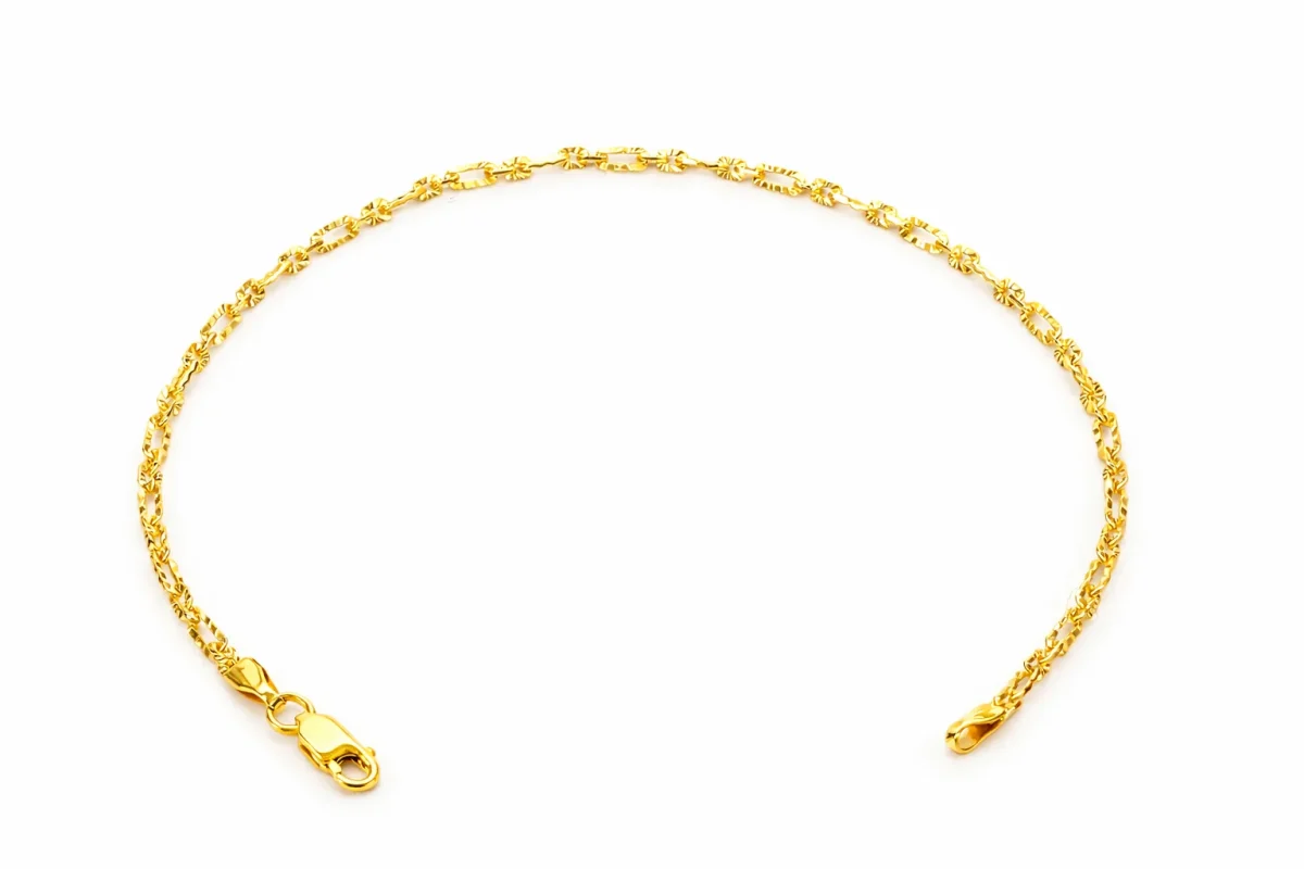 9ct Yellow Gold Italian Super Star Figaro Link Bracelet 19cm – Diamond Cut Finish - BNRA8-2-19