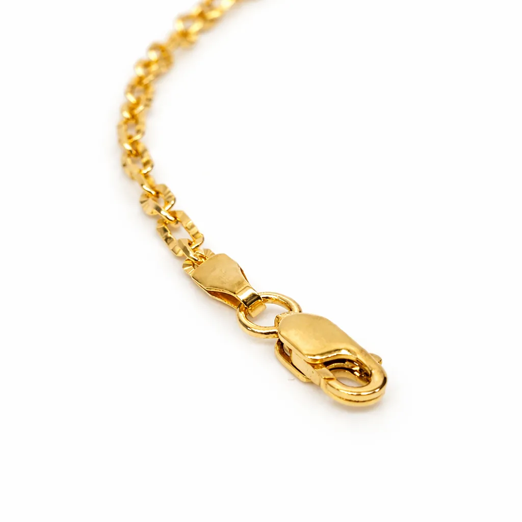 9ct Yellow Gold Italian Super Star Figaro Link Bracelet 19cm – Diamond Cut Finish - BNRA8-2-19