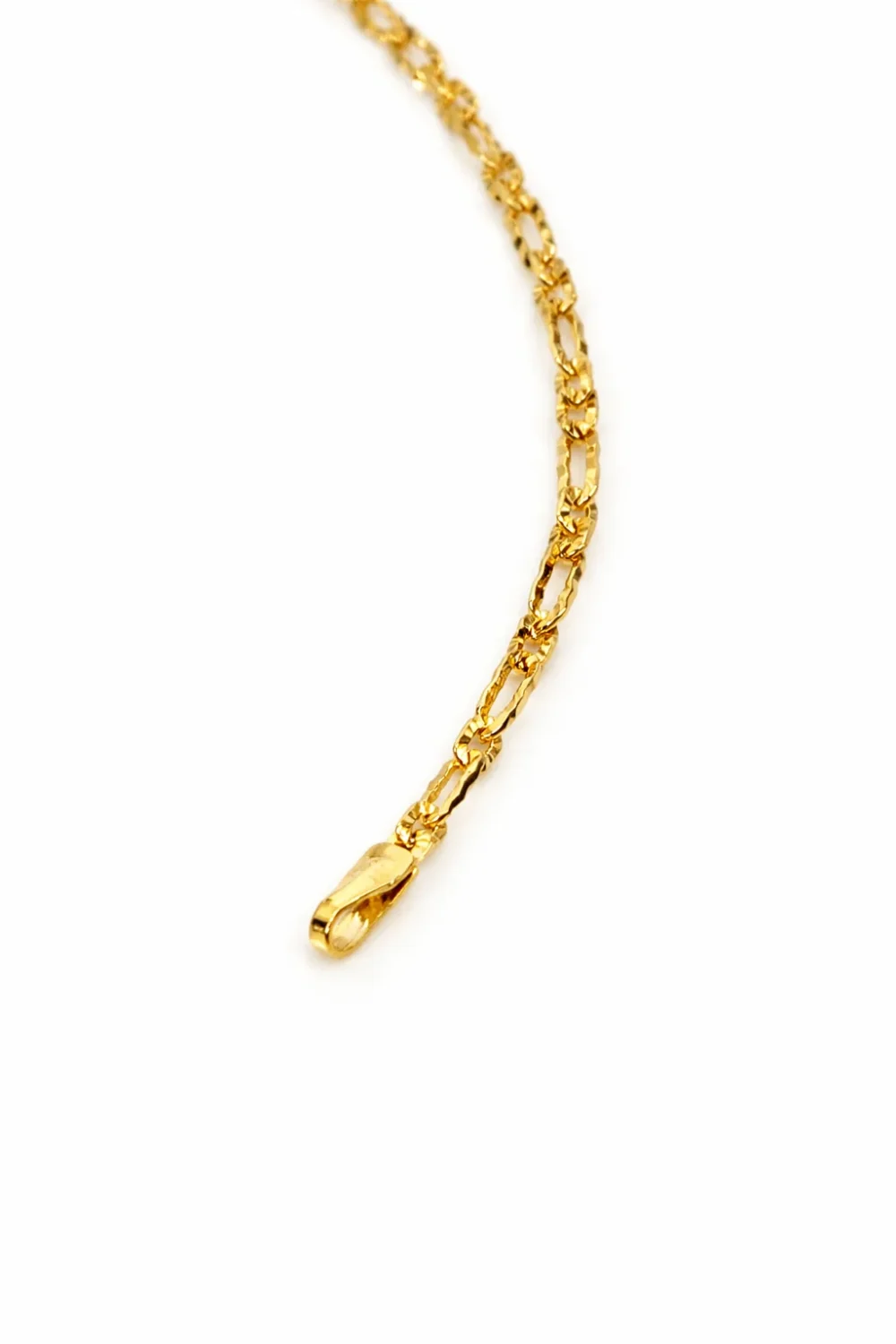 9ct Yellow Gold Italian Super Star Figaro Link Bracelet 19cm – Diamond Cut Finish - BNRA8-2-19