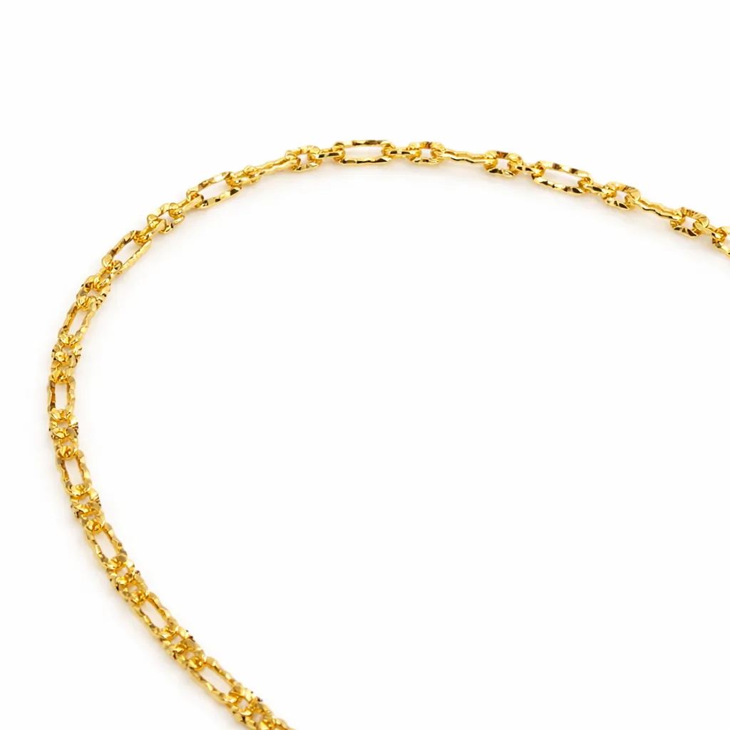 9ct Yellow Gold Italian Super Star Figaro Link Bracelet 19cm – Diamond Cut Finish - BNRA8-2-19