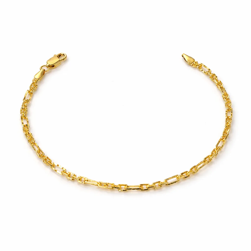9ct Yellow Gold Italian Super Star Figaro Link Bracelet 19cm – Diamond Cut Finish - BNRA8-4-19