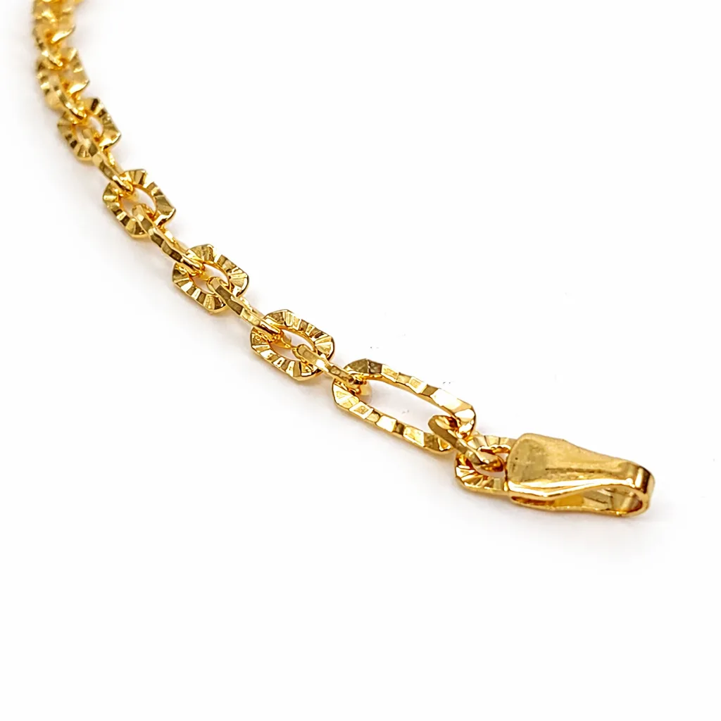 9ct Yellow Gold Italian Super Star Figaro Link Bracelet 19cm – Diamond Cut Finish - BNRA8-4-19