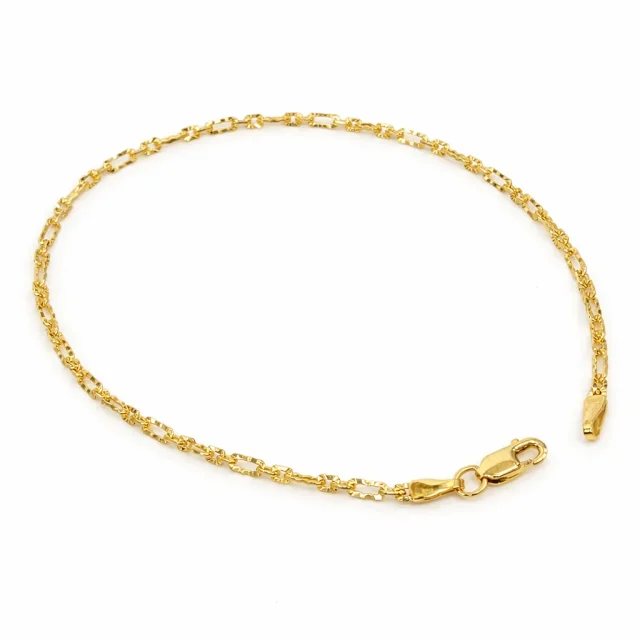 9ct Yellow Gold Italian Super Star Figaro Link Bracelet 19cm – Diamond Cut Finish - BNRA8-2-19