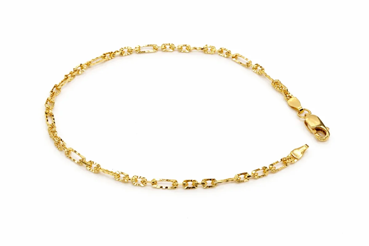 9ct Yellow Gold Italian Super Star Figaro Link Bracelet 19cm – Diamond Cut Finish - BNRA8-4-19
