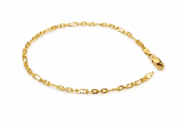9ct Yellow Gold Italian Super Star Figaro Link Bracelet 19cm – Diamond Cut Finish - BNRA8-4-19