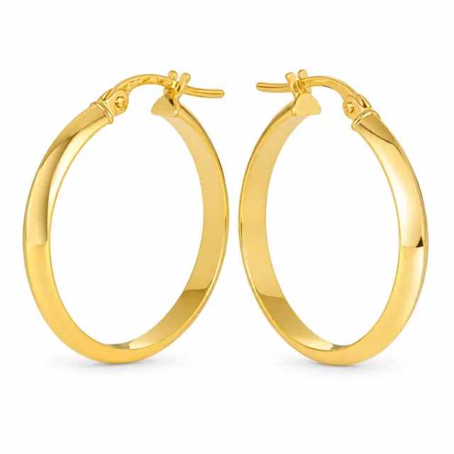 9ct Yellow Gold Knife Edge Gold 20mm Hoop Earrings