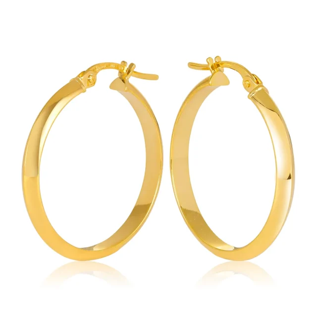 9ct Yellow Gold Knife Edge Gold 20mm Hoop Earrings