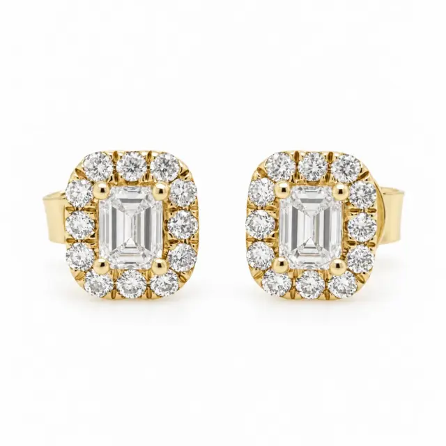 9ct Yellow Gold Lab-Grown 0.52ct Diamond Cluster Stud Earrings - AUER840