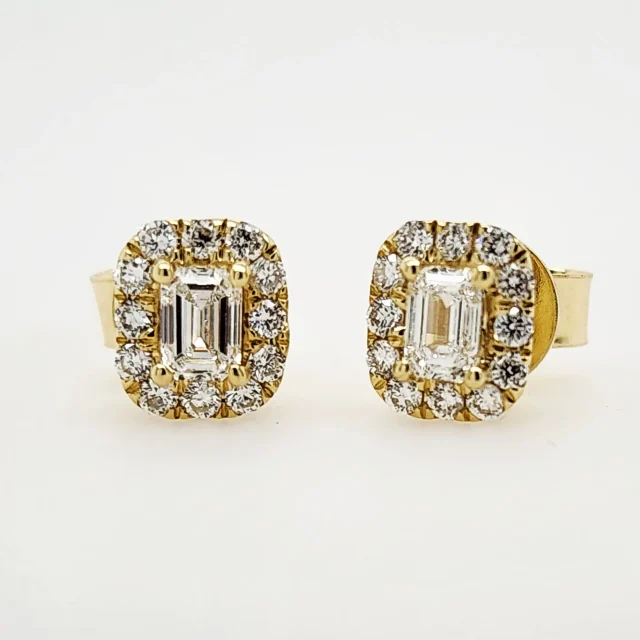 9ct Yellow Gold Lab-Grown 0.52ct Diamond Cluster Stud Earrings - AUER840