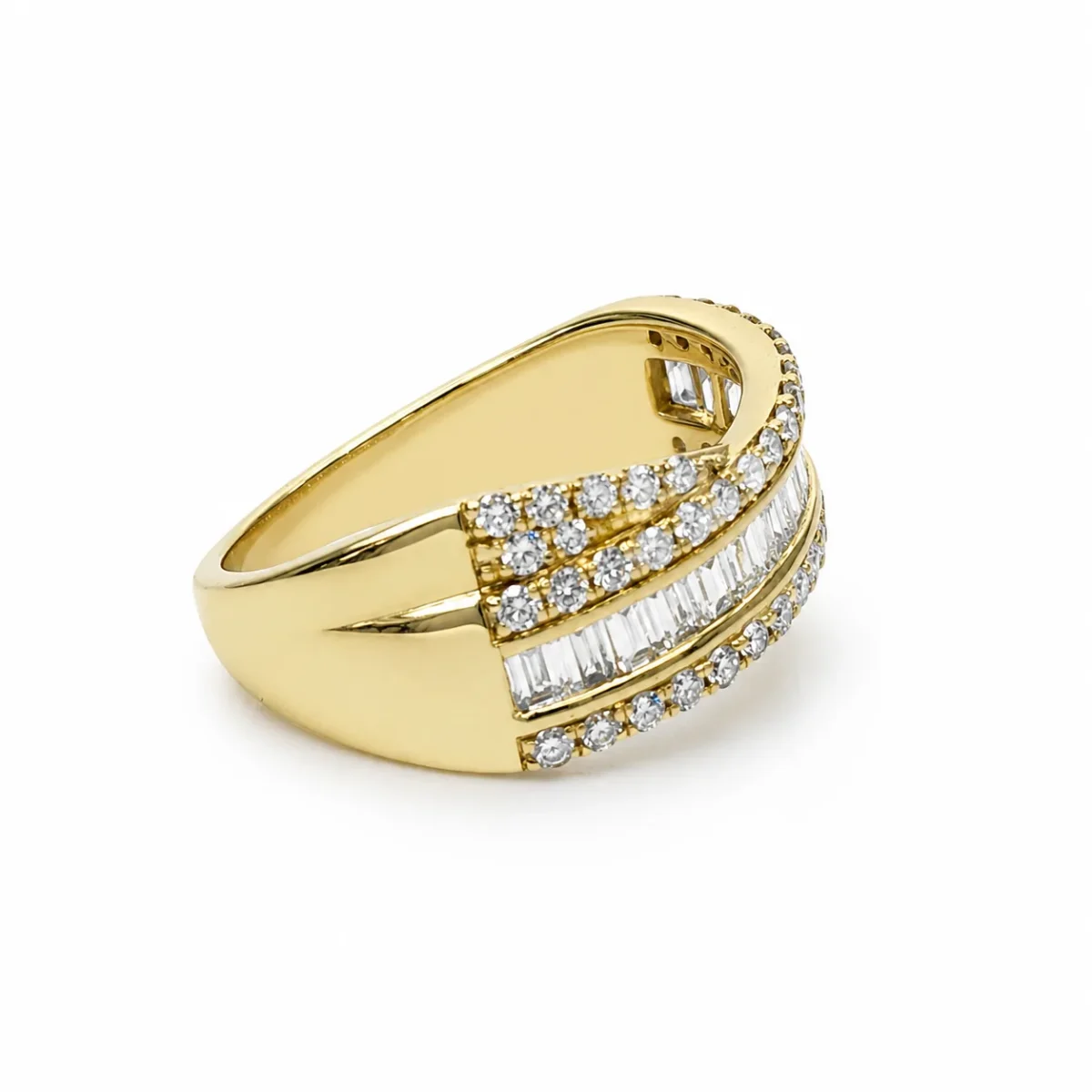 9ct Yellow Gold Lab-Grown Diamond Baguette & Round Brilliant Dress Ring – 1.025ct TDW E/F VS - AURG1398