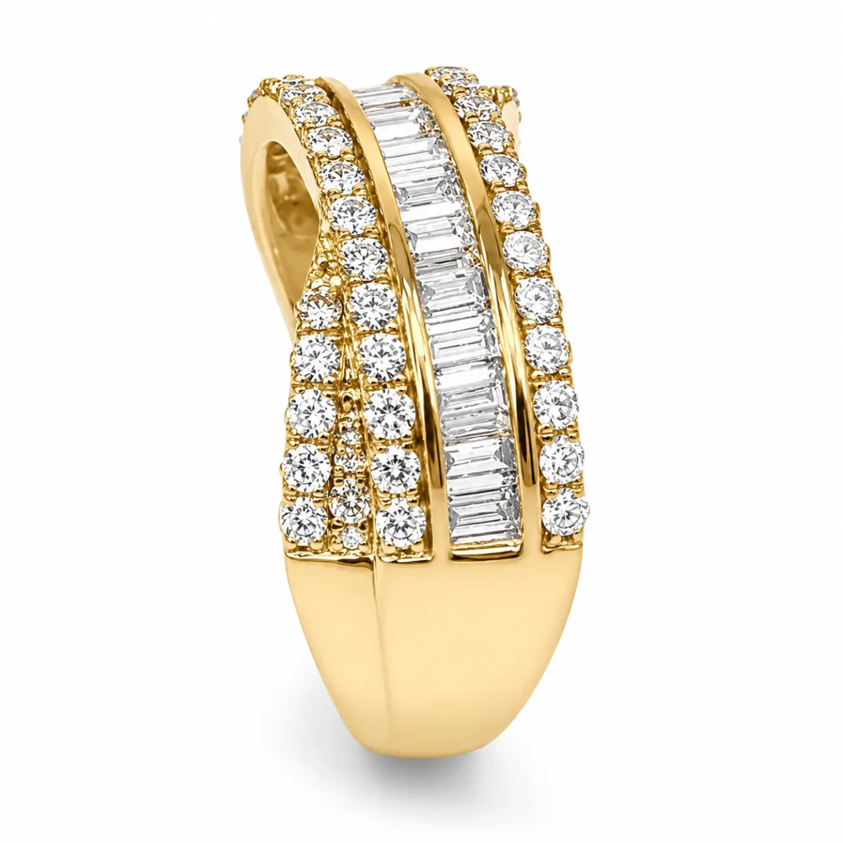 9ct Yellow Gold Lab-Grown Diamond Baguette & Round Brilliant Dress Ring – 1.025ct TDW E/F VS - AURG1398