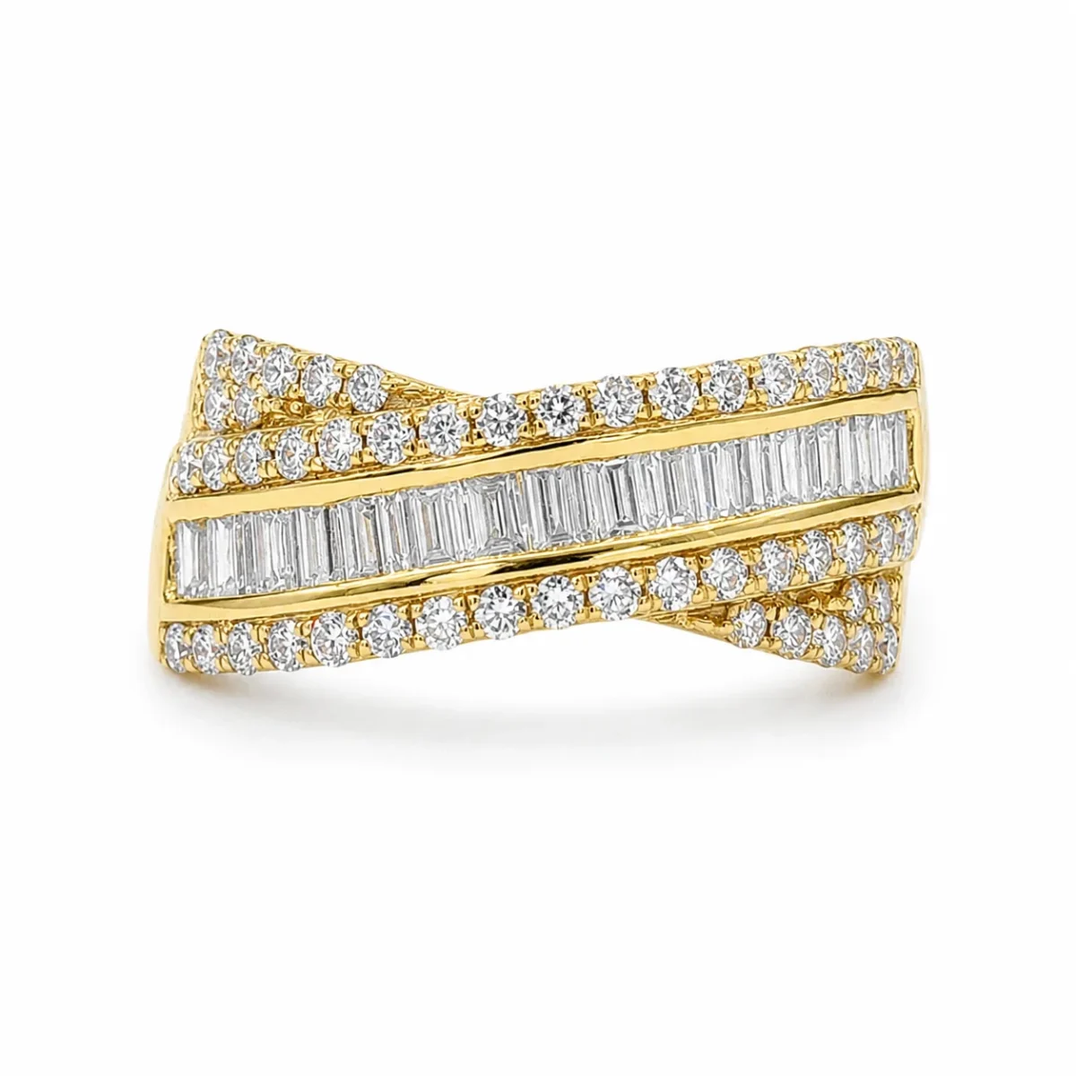 9ct Yellow Gold Lab-Grown Diamond Baguette & Round Brilliant Dress Ring – 1.025ct TDW E/F VS - AURG1398