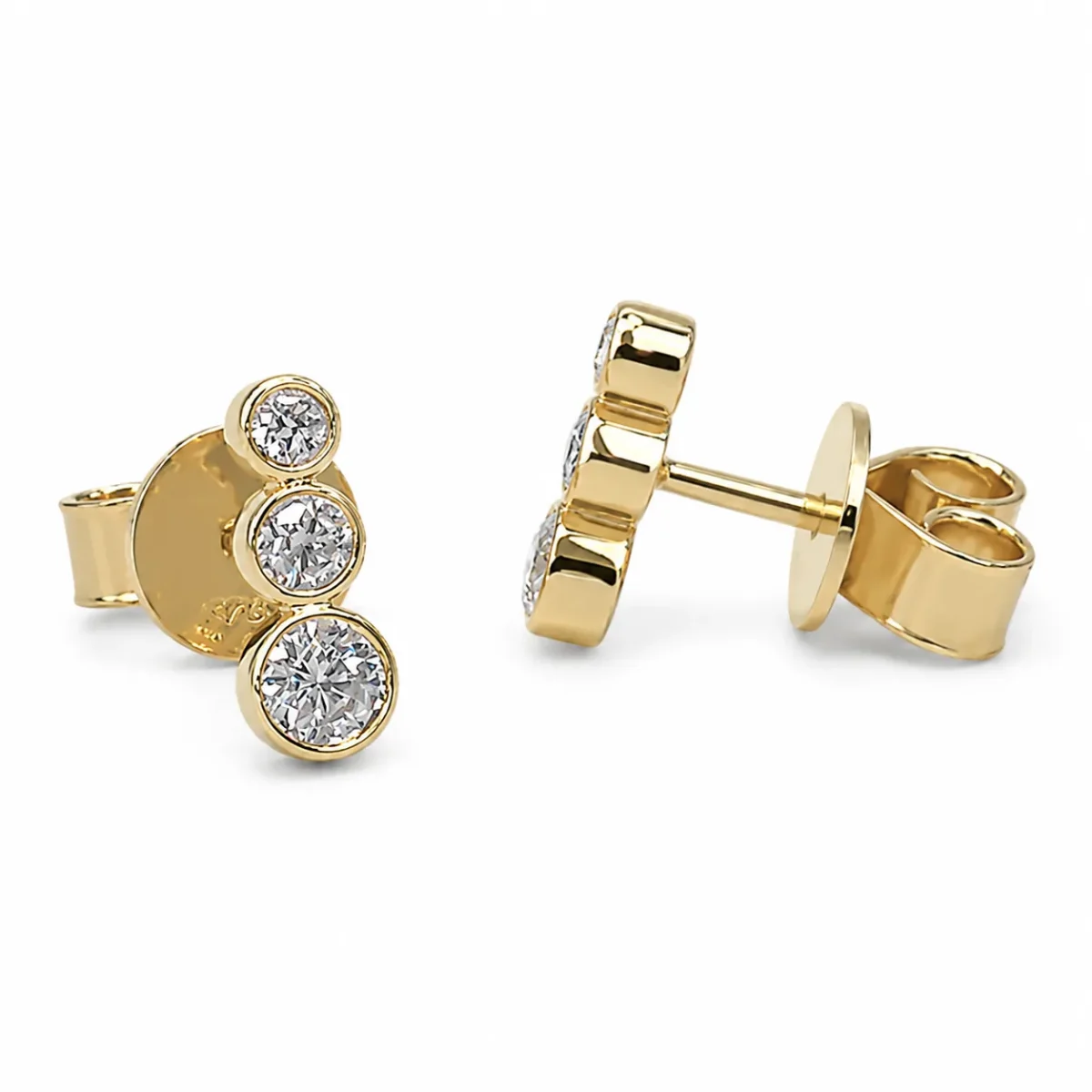 9ct Yellow Gold Lab Grown Diamond Bezel Set Stud Earrings – 0.25ct Total Diamond Weight - AUER4095L