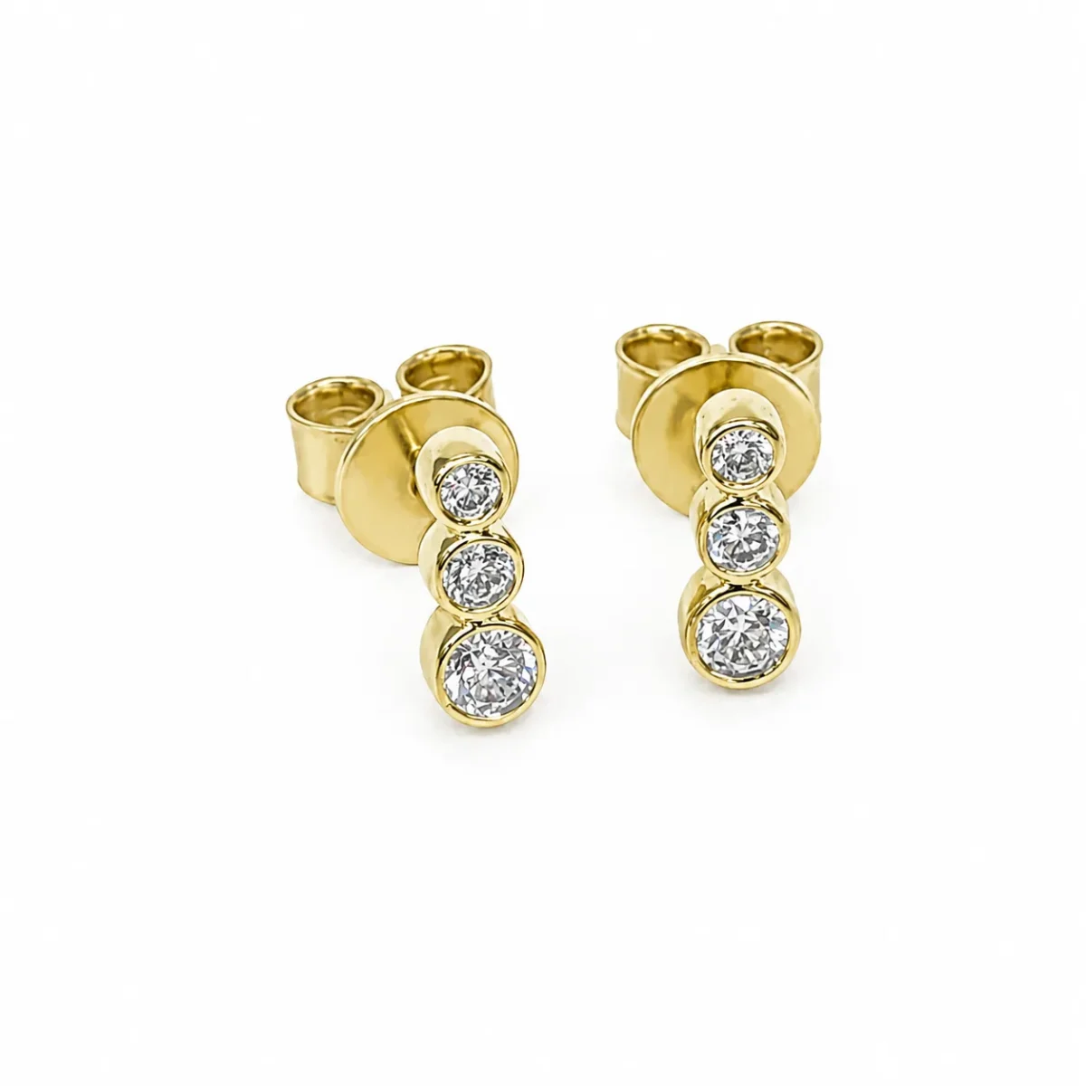 9ct Yellow Gold Lab Grown Diamond Bezel Set Stud Earrings – 0.25ct Total Diamond Weight - AUER4095L