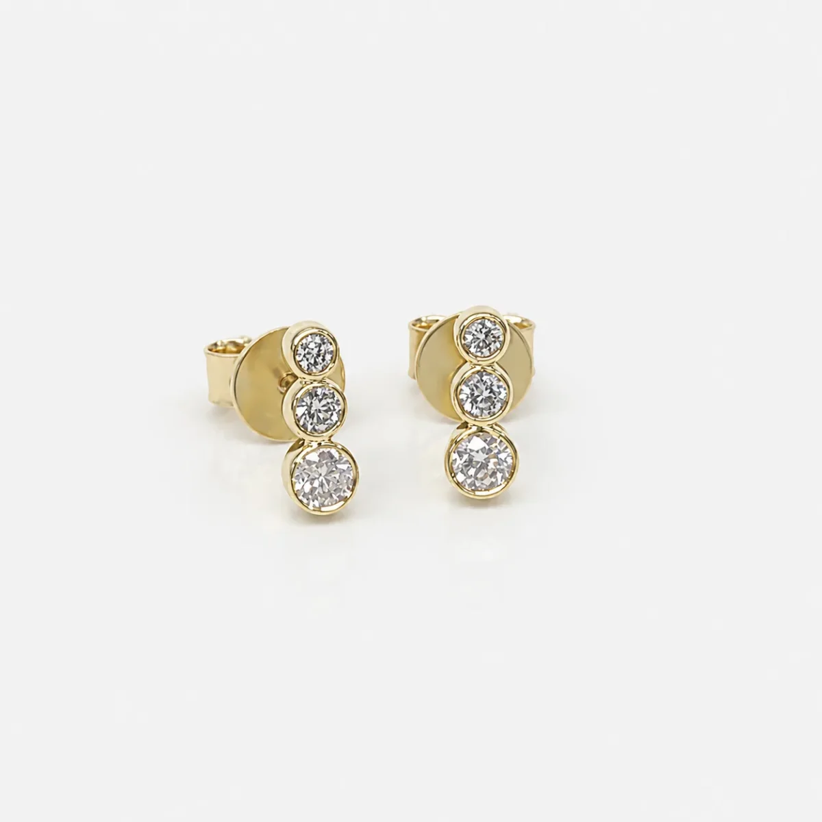 9ct Yellow Gold Lab Grown Diamond Bezel Set Stud Earrings – 0.25ct Total Diamond Weight - AUER4095L