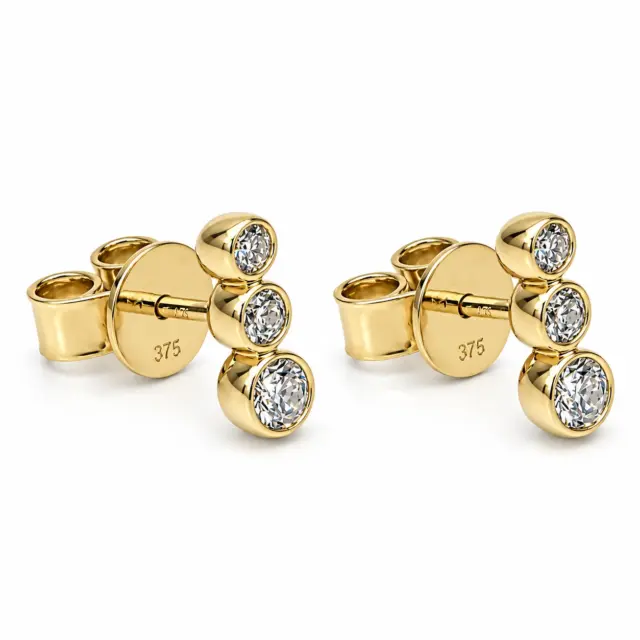 9ct Yellow Gold Lab Grown Diamond Bezel Set Stud Earrings – 0.25ct Total Diamond Weight - AUER4095L