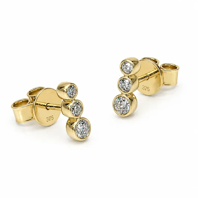9ct Yellow Gold Lab Grown Diamond Bezel Set Stud Earrings – 0.25ct Total Diamond Weight - AUER4095L