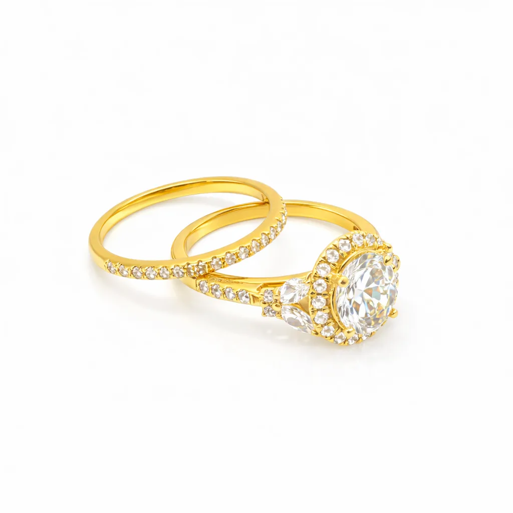 9ct Yellow Gold Lab Grown Diamond Bridal Set 1.68ct (1.04ct Oval Halo) EF/VS - 9YGAURG1857