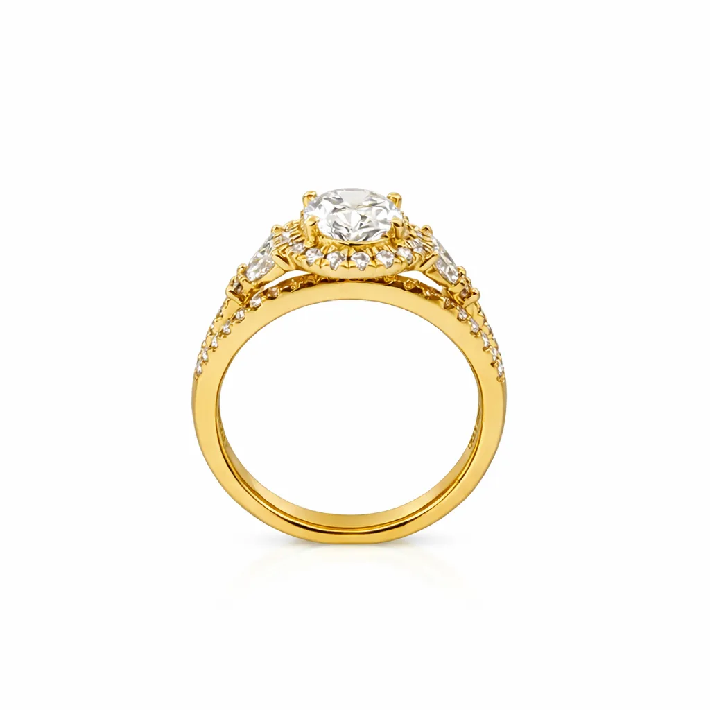 9ct Yellow Gold Lab Grown Diamond Bridal Set 1.68ct (1.04ct Oval Halo) EF/VS - 9YGAURG1857