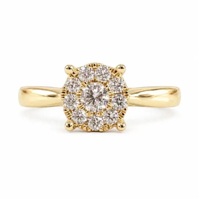 9ct Yellow Gold Lab Grown Diamond Cluster Engagement Ring 0.28ct TDW EF/VS - AURG1112