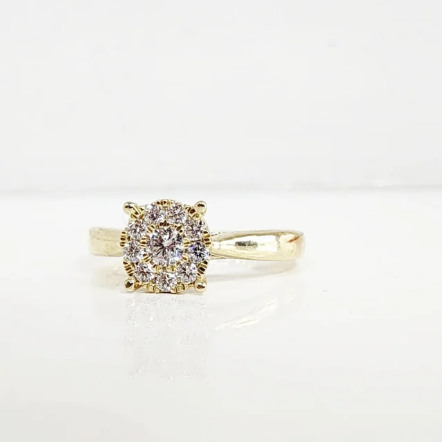 9ct Yellow Gold Lab Grown Diamond Cluster Engagement Ring 0.28ct TDW EF/VS - AURG1112