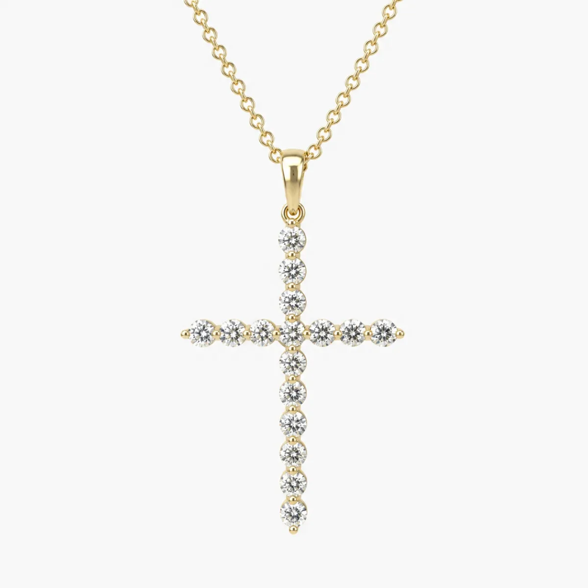 9ct Yellow Gold Lab-Grown Diamond Cross Pendant Necklace 0.48ct EF/VS - AUPD1311