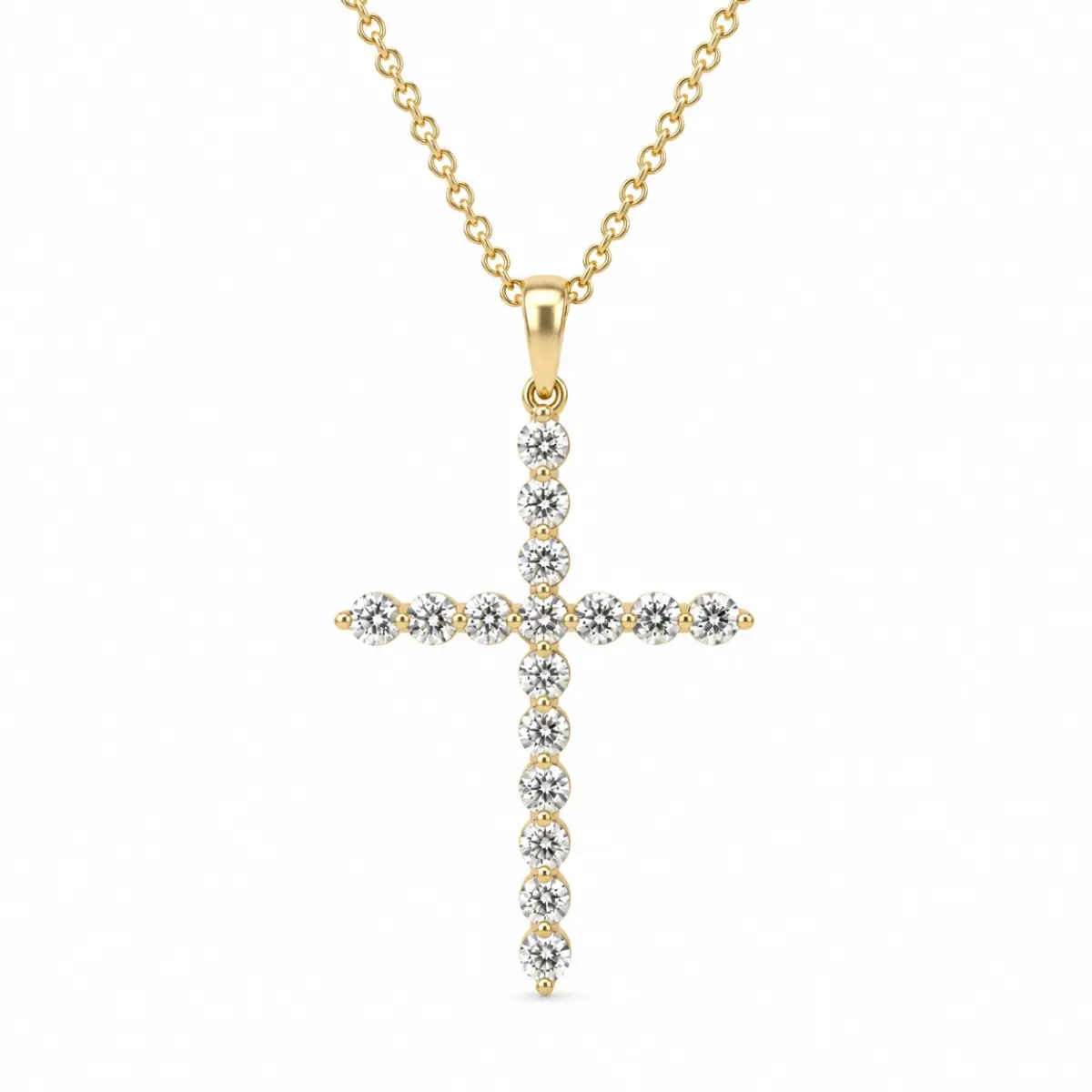 9ct Yellow Gold Lab-Grown Diamond Cross Pendant Necklace 0.48ct EF/VS - AUPD1311