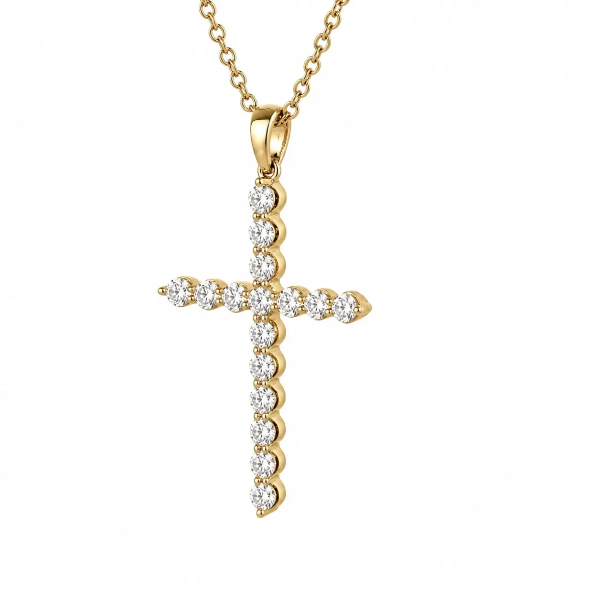 9ct Yellow Gold Lab-Grown Diamond Cross Pendant Necklace 0.48ct EF/VS - AUPD1311