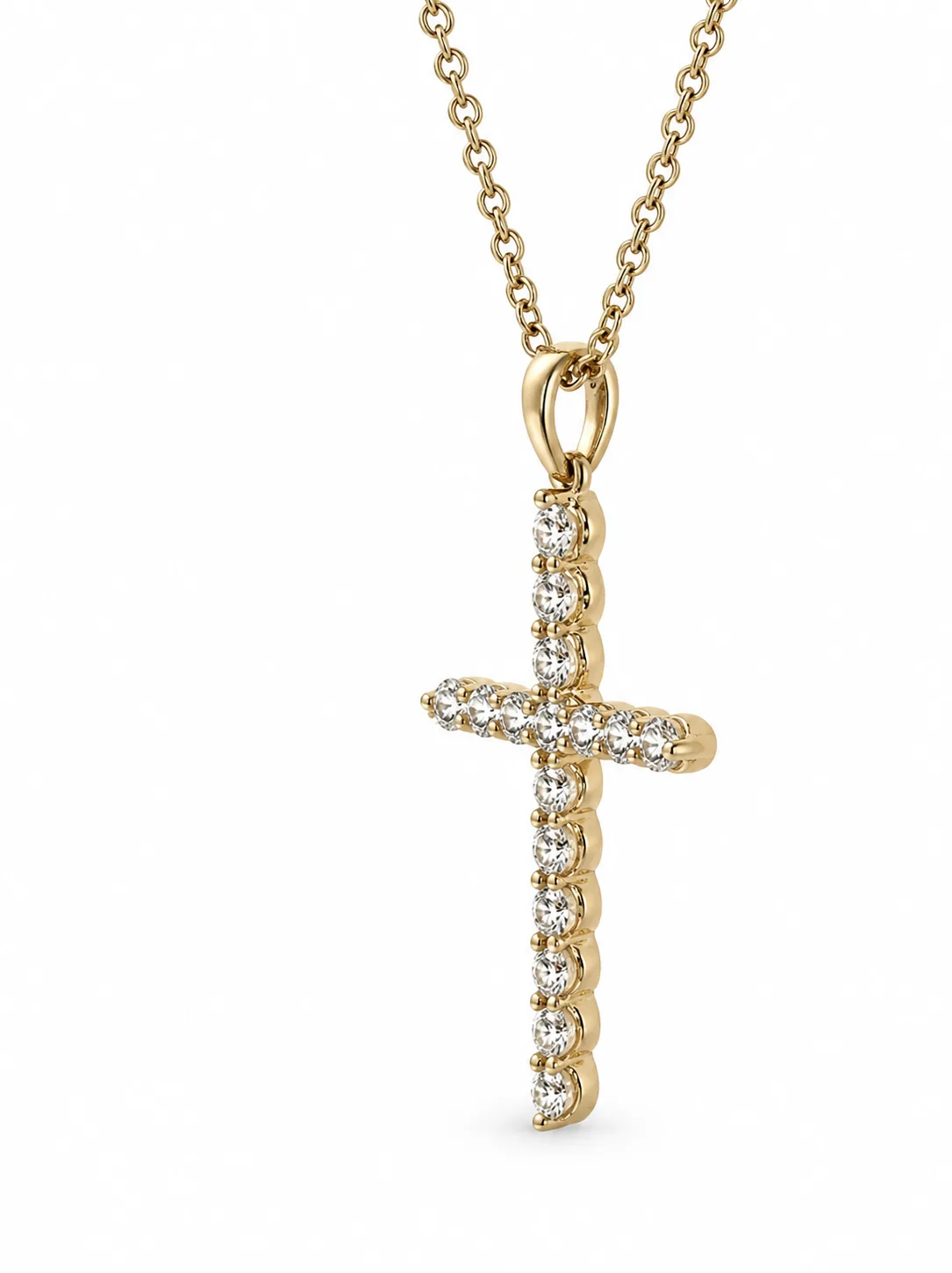 9ct Yellow Gold Lab-Grown Diamond Cross Pendant Necklace 0.48ct EF/VS - AUPD1311