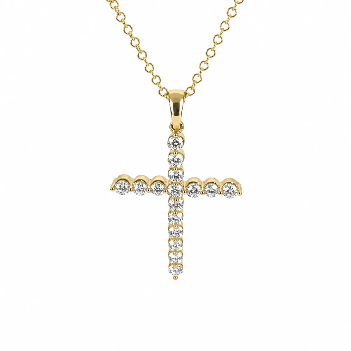 9ct Yellow Gold Lab-Grown Diamond Cross Pendant Necklace 0.48ct EF/VS - AUPD1311