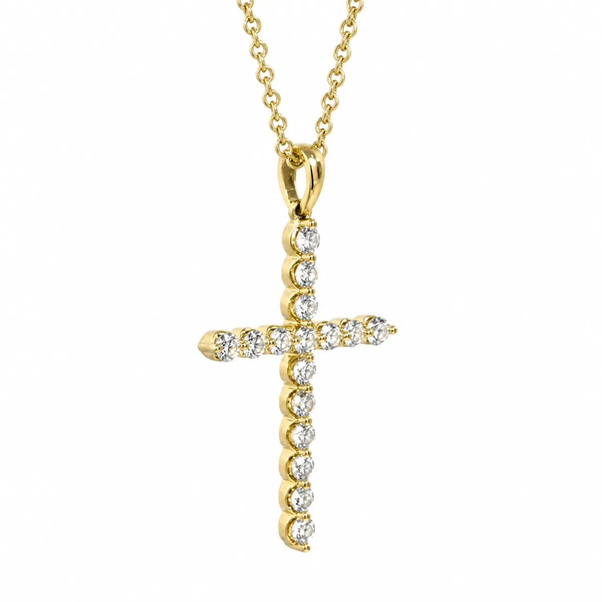 9ct Yellow Gold Lab-Grown Diamond Cross Pendant Necklace 0.48ct EF/VS - AUPD1311