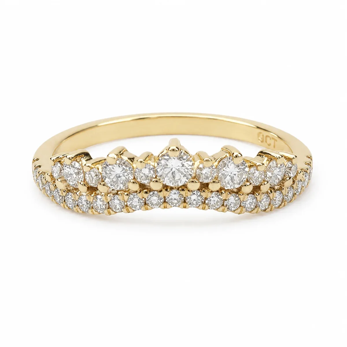 9ct Yellow Gold Lab-Grown Diamond Crown Ring 0.51ct EF/VS - AURG876