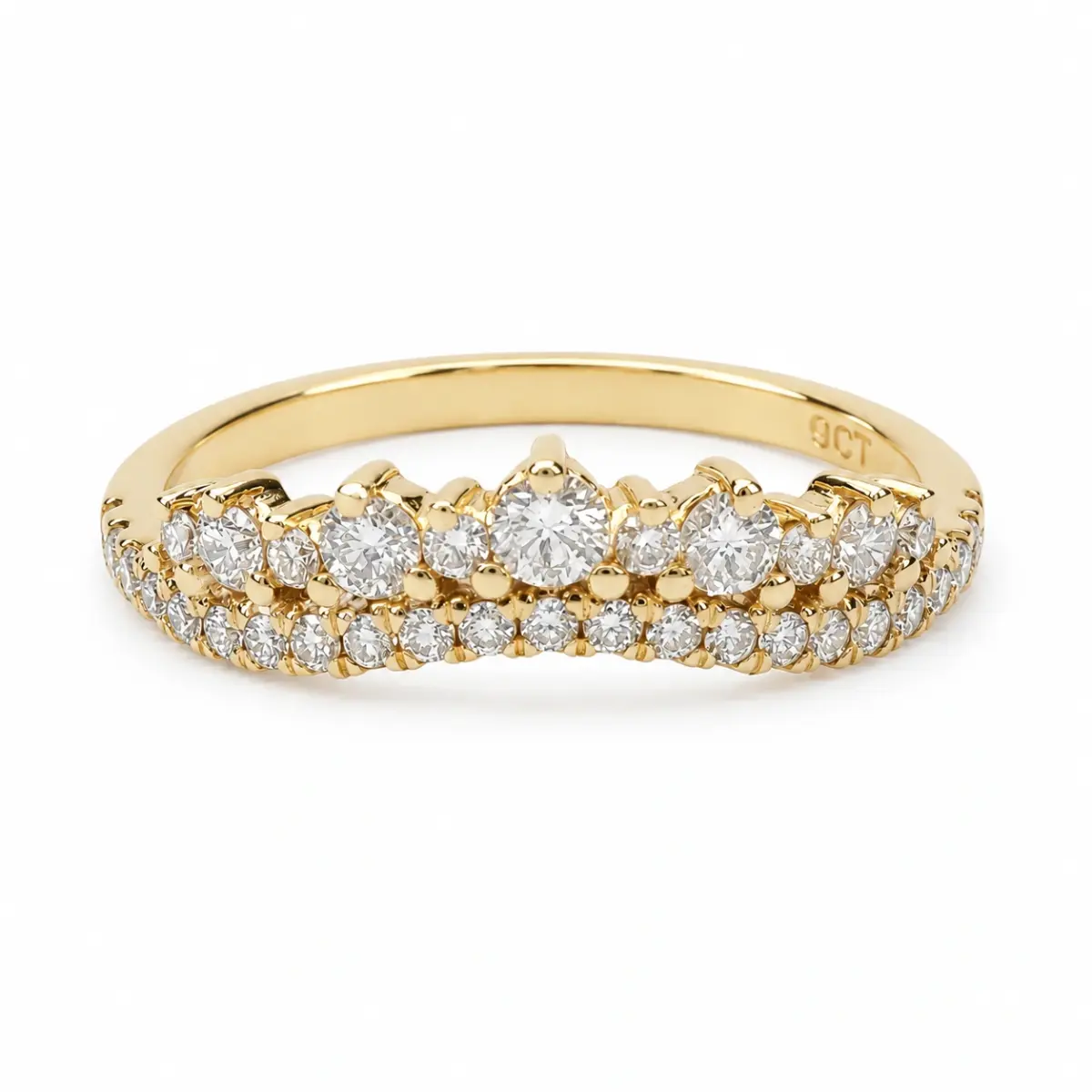 9ct Yellow Gold Lab-Grown Diamond Crown Ring 0.51ct EF/VS - AURG876