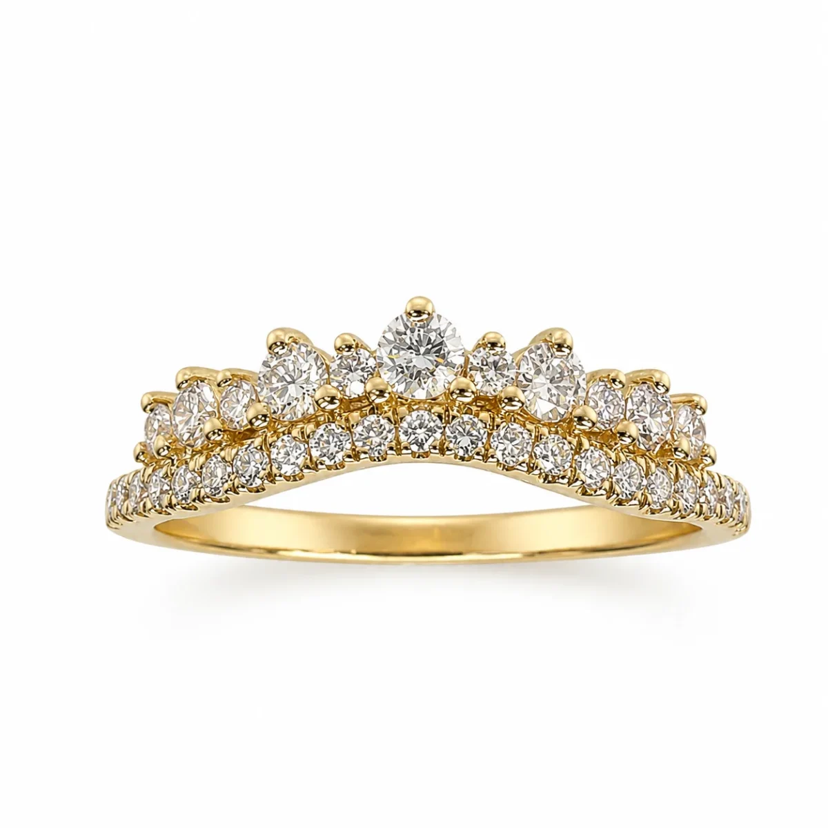 9ct Yellow Gold Lab-Grown Diamond Crown Ring 0.51ct EF/VS - AURG876