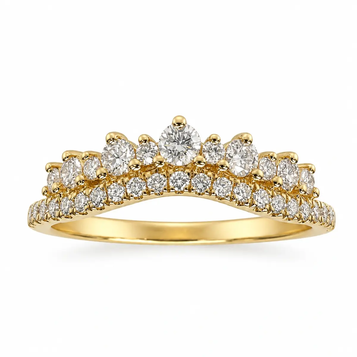 9ct Yellow Gold Lab-Grown Diamond Crown Ring 0.51ct EF/VS - AURG876