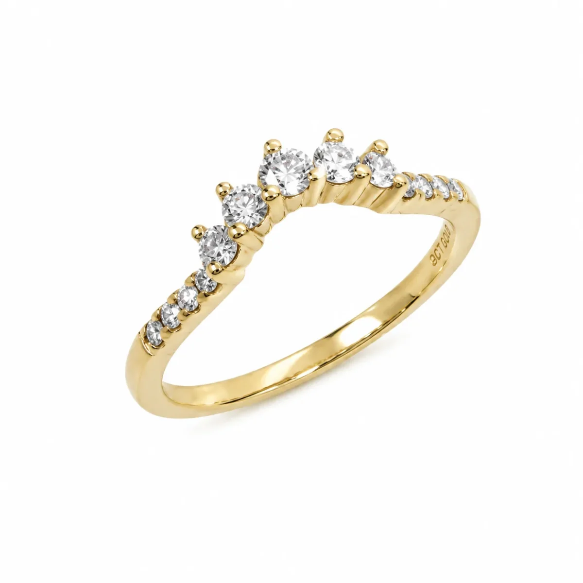 9ct Yellow Gold Lab-Grown Diamond Curved Wishbone Ring 0.30ct EF/VS - AURG8789YG