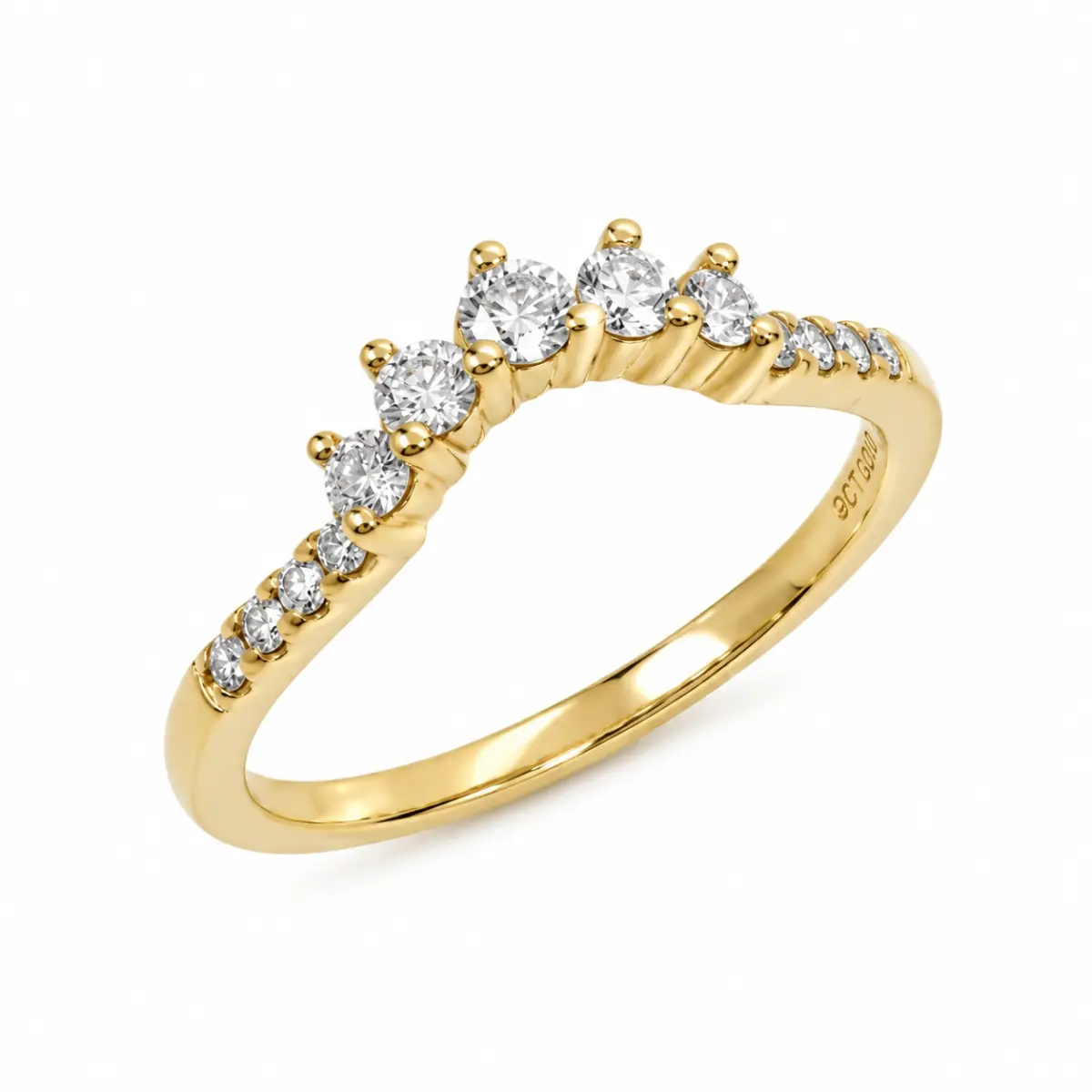 9ct Yellow Gold Lab-Grown Diamond Curved Wishbone Ring 0.30ct EF/VS - AURG8789YG