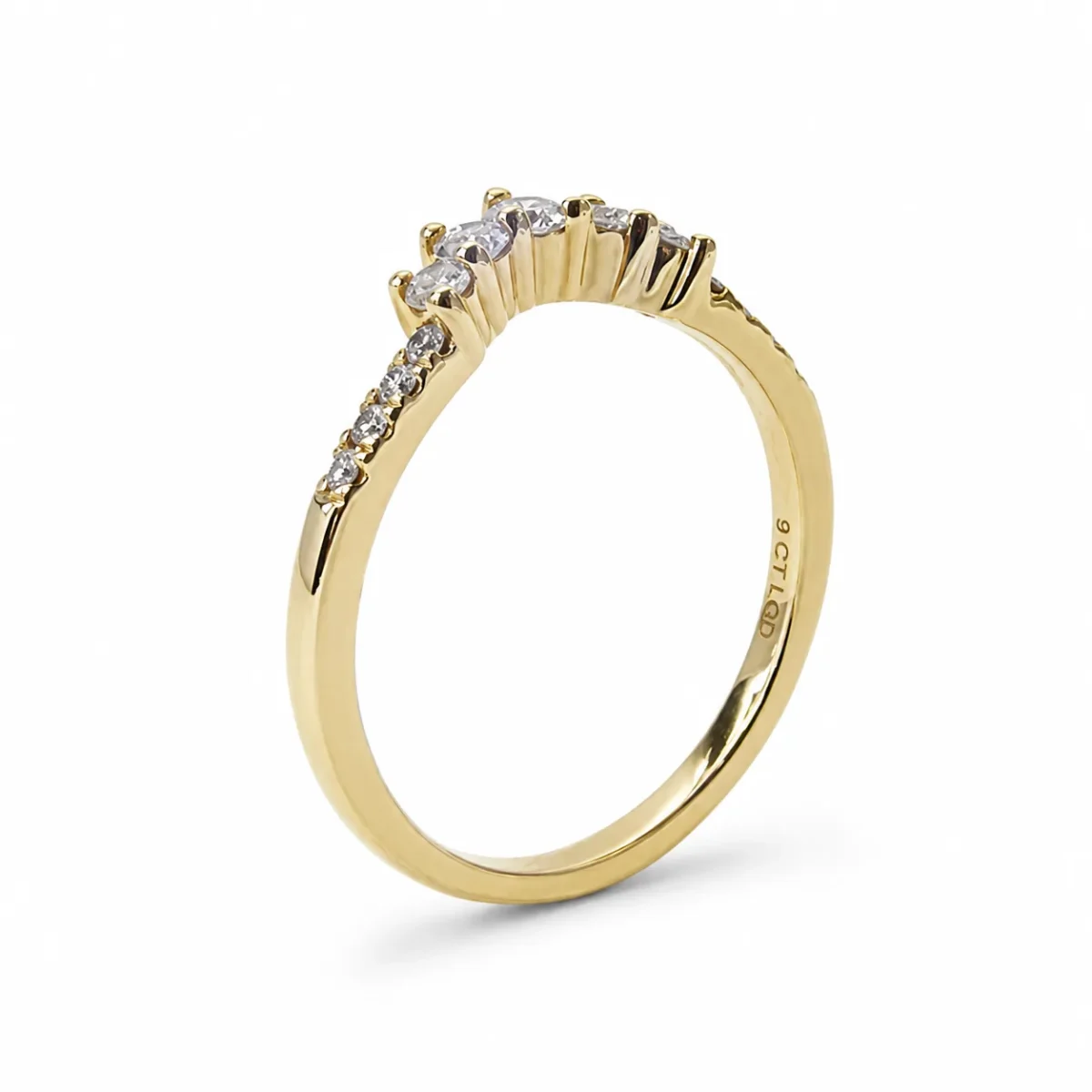 9ct Yellow Gold Lab-Grown Diamond Curved Wishbone Ring 0.30ct EF/VS - AURG8789YG